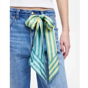 Madewell 100% Silk Twill Tie Scarf Hair Bag Accessory Verdigris NWT